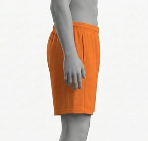 Men's Orange Mesh Polyester Shorts Elastic Waist Regular Fit Breathable Quick Dry Solid Color Summer Soccer Athletic Wear - Product Image 3
