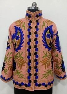 Veste en coton TNT brodée écologique pour l'hiver avec col montant, motifs floraux, manches longues, respirante et à séchage rapide - Product Image 5