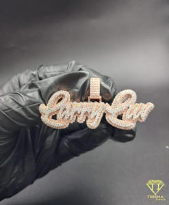 Luxury 925 Silver Name Necklace <b>Iced</b> <b>Out</b> Pendant Hip Hop Bling Moissanite Diamond <b>Chain</b> For Men Women Gift - Product Image 2