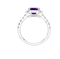 Personnalisable OEM ODM Améthyste Halo Solitaire Bague 925 Or Blanc Taille Émeraude IGI Certifié Bijoux De Mariage Prix De Gros En Vrac