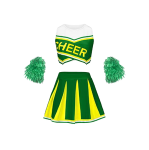 Ensemble d'uniformes de cheerleading personnalisés pour filles, tenue d'équipe athlétique, haut court sans manches, jupe plissée évasée, pompons - Product Image 6
