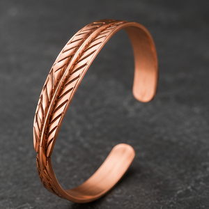 Brazalete de Cobre Tallado con Plumas de Primera Calidad, con Imanes, Joyería Metálica de Moda, Regalo Promocional Novedoso - Product Image 6