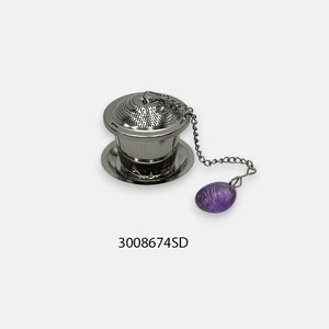 <b>tea</b> steeper <b>tea</b> <b>infuser</b> Fine Mesh <b>Tea</b> Strainer With Chain Lid Round Silver Loose Leaf <b>Tea</b> Tool - Product Image 1