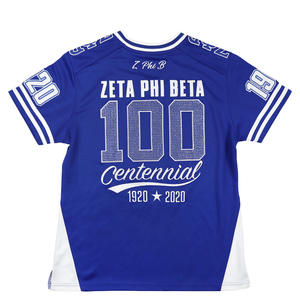 Maillot de football Zeta Phi Beta Centennial pour femme, bleu royal, ZPB 1920 2020, anniversaire, col en V, maillot de sororité - Product Image 2
