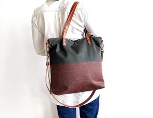 Sac fourre-tout en cuir et toile imperméable avec broderie ouverte, grande capacité, durable, sac à bandoulière pour voyage, travail, shopping LCTB-0045 - Product Image 3