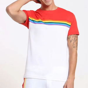 New Arrival Best Selling Color Block Custom Men's Slim Fit Organic Cotton Plain Blank Gym T Shirts With OEM Logo Design - Product Image 1