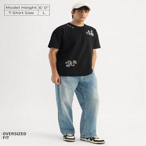 T-shirt oversize de marque tendance pour homme, à épaules dénudées, manches courtes, col rond, coupe ample, effet délavé vieilli, pour l'été - Product Image 4