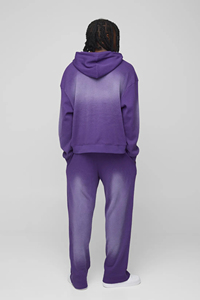 Ensemble de survêtement en coton épais personnalisé pour homme, avec sweat à capuche zippé effet délavé et pantalon de survêtement ample, style streetwear, 2 pièces, OEM - Product Image 5