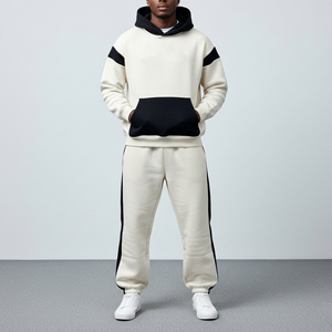 Nouvel arrivage : Survêtement homme 100 % coton à capuche, couleur unie, avec logo personnalisé sérigraphié, style streetwear, confortable, respirant, idéal pour l'hiver. - Product Image 4
