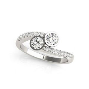 Bague solitaire de luxe sertie de diamants en or blanc |   Bague de fiançailles élégante pour femme, bijoux fins, cadeau pour elle - Product Image 1