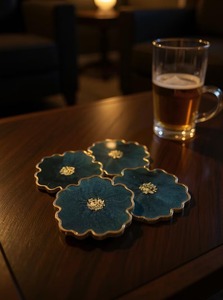Most Demanded Decorative Resin <b>Coasters</b> Stylish <b>Drink</b> <b>Coasters</b> for Coffee Table or Kitchen and Dining Use Available for Sale - Product Image 4