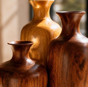 Vase décoratif en bois de manguier au design élégant, modèles personnalisés, vase rond pour fleurs, à prix compétitif pour les vendeurs en ligne - Product Image 1
