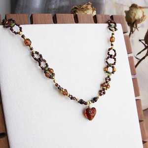 จี้หัวใจอาเกตสีน้ำตาล สร้อยคอประดับลูกปัดสไตล์โบโฮ สร้อยคอพลอยแบบเรียบง่าย สร้อยคอแบบเลเยอร์ - Product Image 1