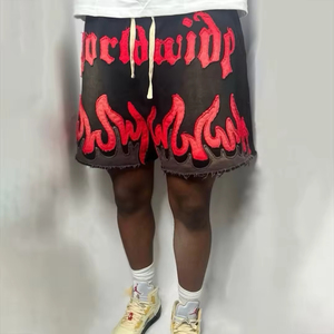 Pantalones Cortos de Hombre de Diseño Moderno Estilo Hip-Hop, Colores Personalizados, Estampado Puff, Tejido de Punto, Cintura Media con Cordón Lateral, Tallas Grandes - Product Image 3