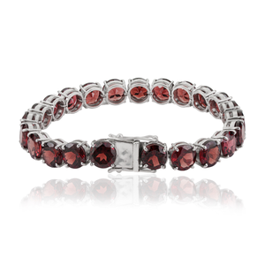 8 mm Round Cut Natural <b>Garnet</b> January Birthstone 925 Sterling Silver Statement Tennis <b>Bracelet</b> For Women's - Product Image 3