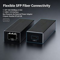Adaptador Micro Mini USB-C a SFP Gigabit Ethernet 100/1000Mbps USB 3.0, Adaptador de Red de Fibra para Computadora Portátil
