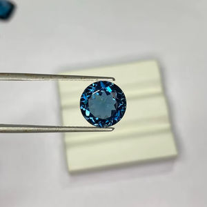 Piedra suelta facetada natural de topacio azul de Londres de 5 mm y 10 mm, corte brillante redondo, para la fabricación de joyas. - Product Image 1