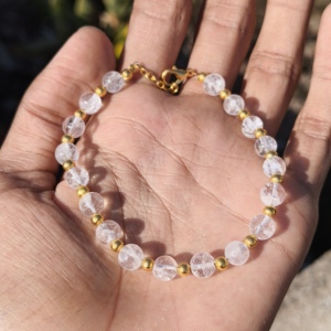 Love Natural Clear Quartz Beaded <b>Bracelet</b> Custom Handmade Rose Quartz Nugget <b>Beads</b> Style Jewelry Gifts - Product Image 1