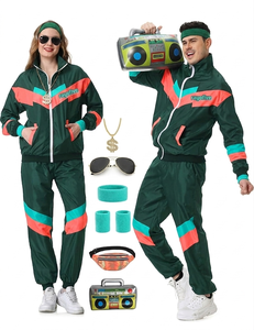 80s Retro Reversible Shell Suit for Adults-Halloween Costume with Front Logo 100% <b>Polyester</b> Unisex Design - Product Image 1