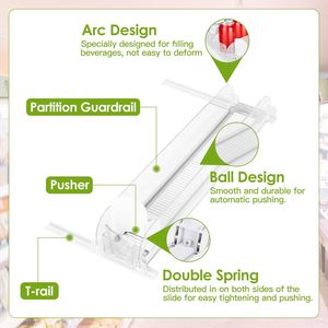 Organizzatore per Bevande a Larghezza Regolabile, Dispenser Automatico a 5 File con Sistema a Molla Scorrevole per Frigorifero - Product Image 5
