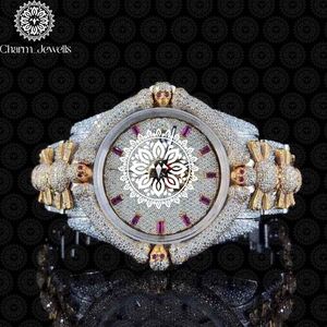 Montre à quartz de luxe pour femme Charm_Jewells, boîtier en acier inoxydable, cadran irrégulier avec diamants, fermoir papillon analogique, 38 mm - Product Image 1