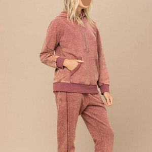 Fournisseur d'usine de sweats à capuche vintage délavés à l'acide de haute qualité sur mesure, sweats à capuche délavés à l'acide zippés intégralement, style streetwear décontracté, pour femmes - Product Image 4