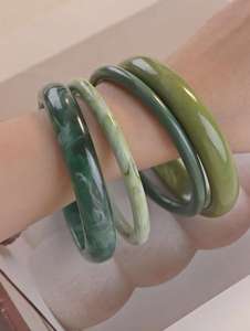 Elegant Green Resin <b>Bangles</b> Glossy Marble Effect <b>Bangles</b> Luxury <b>Jade</b> Inspired <b>Bangles</b> Handmade Resin <b>Bangle</b> Resin Craft - Product Image 4