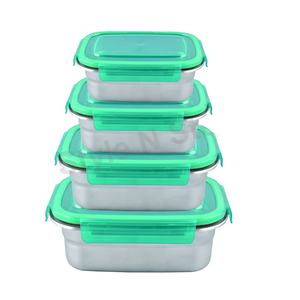 Juego de cuatro piezas de lonchera de acero inoxidable - Product Image 1