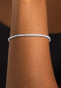 Tennis <b>Bracelet</b> 925 Silver Rhodium Plated Round Brilliant Cut Diamond Channel Setting Unisex Everyday Wear Luxury Style - Product Image 2