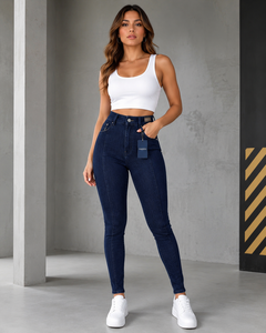 FANKES - Jeans de Mezclilla para Mujer, Cintura Alta, Azul Oscuro, Corte Recto, Estilo Vintage, Largos, Casuales, Impermeables, Transpirables, Tejido de Lona, para Otoño, OEM - Product Image 1