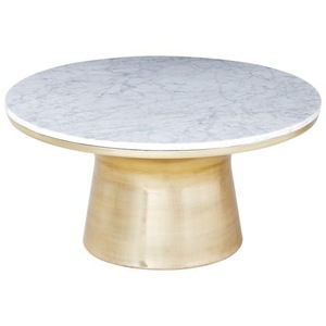 Elegant Luxury Natural <b>Stone</b> Marble <b>Top</b> Coffee <b>Table</b> with Unique Metal Base for Modern Home and Hotel Interiors - Product Image 4