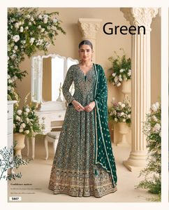 Moda de moda india para mujer vestido Kurti bordado Anarkali de red pesada larga con Dupatta traje de fiesta de boda para niñas - Product Image 2
