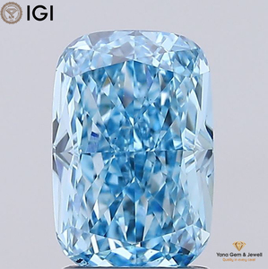 Diamant de laboratoire CVD en forme de coussin, 1,00 carat, certifié IGI, couleur bleu vif fantaisie, clarté VS2, pour bijoux de créateur haut de gamme - Product Image 1