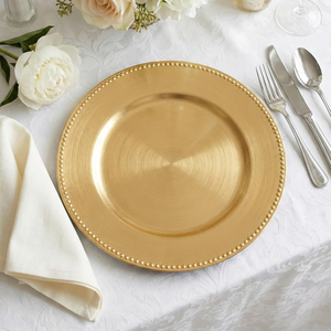 Assiette de présentation dorée élégante avec finition décorative pour table de dîner, réception de mariage, banquet, fête, décoration d'événements - Product Image 1