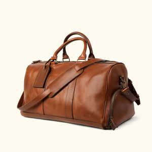 Genuine Leather <b>Duffel</b> <b>Bag</b> with Adjustable Strap Zipper Closure 20-30L Capacity for Men Travel Casual Style - Product Image 5