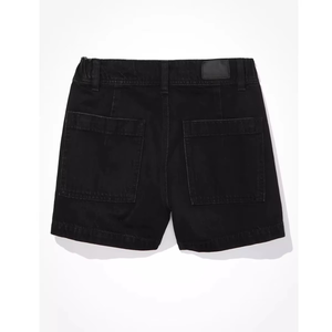 Black Color Boyfriend Fashion Wholesale Ladies Sexy Waist <b>Jeans</b> for Women's Cotton Double <b>Button</b> Plain Hem Denim Shorts - Product Image 4