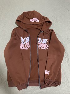 Sudadera con capucha extragrande blanca personalizada para hombre con cremallera, estampado de letras, de algodón tejido, estilo urbano, para otoño, fabricante OEM ODM - Product Image 6