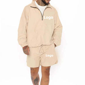 Ensemble 2 pièces homme coupe boxy zippé en nylon et polyester toutes couleurs, comprenant une veste coupe-vent et un short de survêtement - Product Image 2
