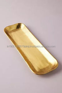 Bandeja de servicio decorativa de forma Rectangular dorada de Metal de alta calidad o plato de servicio para hoteles, restaurantes y mesa de comedor - Product Image 4