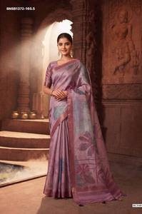 Fournisseur indien de collections de saris et de chemisiers en soie Zari-Checks de qualité export avec motif floral et impression à chaud - Product Image 3