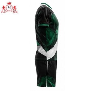 Ensemble de maillot et short de football pour homme, vert, noir et blanc, sublimation, polyester respirant, uniforme de football pour adulte - Product Image 4