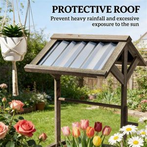 Fioriera a Forma di Pozzo dei Desideri in Legno Grigio Chiaro, Eleganti Vasi per Decorazioni da Esterno - Product Image 3