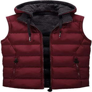 Gilet sans manches en coton pour homme, style streetwear décontracté, avec capuche amovible, pour l'hiver, vente en gros OEM - Product Image 1