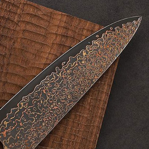 Damascus Steel Kitchen Knife With Wooden Handle <b>Drop</b> Point Blade For Chef Use - Product Image 2