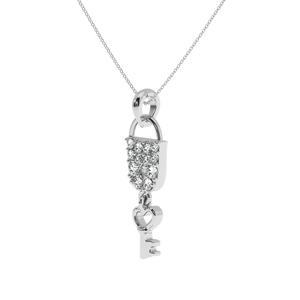 Pendentif Clé en Argent S925 avec Diamant de Laboratoire, Design Cadenas Cœur, Luxe Personnalisé, Certifié IGI, Breloque Personnalisée, Cadeau & Bijou de Fête - Product Image 3