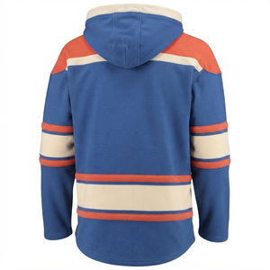 Maillot de hockey sur glace bleu de haute qualité, respirant, à capuche, style vintage, pull personnalisé, vêtement de sport, thermique d'hiver, 100% coton, OEM - Product Image 2