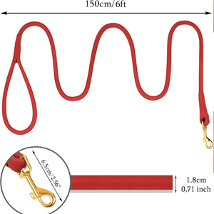 Competitive Price Leather Dog Leash Customized Color Leather Dog Leash Rivet Decoration Factory Made Leather Dog Leash - Product Image 3
