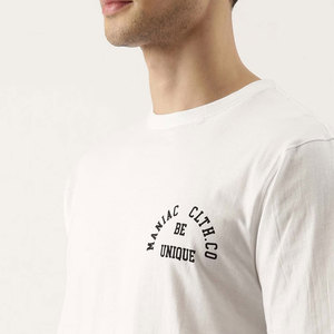 T-shirt blanc à manches courtes pour homme, col rond, coupe classique, style décontracté, imprimé lettres, tissu jersey 100% coton - Product Image 3