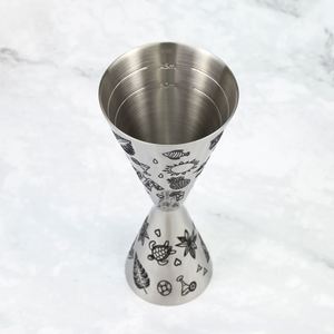 Tiki Etching 1+2oz Dual <b>Ended</b> 304 Stainless Steel Mr.Slim <b>Bar</b> Jigger Bartender Tools Metal Ounce Cup with 10/20/45ml Measurement - Product Image 3