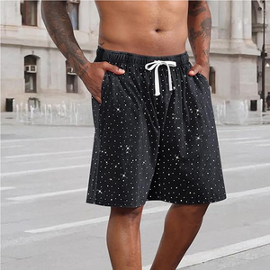 Pantaloncini Casual Personalizzati <span class=keywords><strong>con</strong></span> Coulisse Frontale e Strass, in Felpa di Cotone Pesante 380GSM, <span class=keywords><strong>con</strong></span> Cristalli in <span class=keywords><strong>Vetro</strong></span> ad Alta Fissazione, Vendita all'Ingrosso - Product Image 2